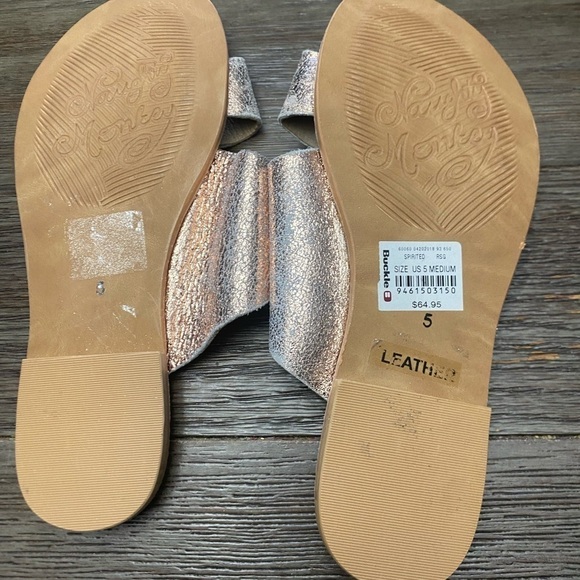 NAUGHTY MONKEY Womens Leather Sparkly Metallic Rose Gold Slide Sandals Size 5 - Picture 4 of 5